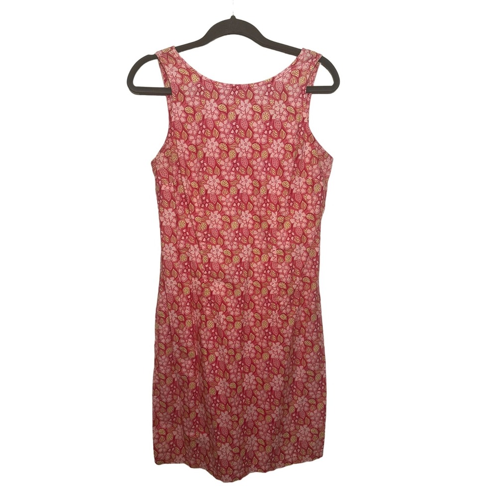 Expressions Dress Pink Floral Sleeveless Cotton Sheath Zipper Back Medium Womens